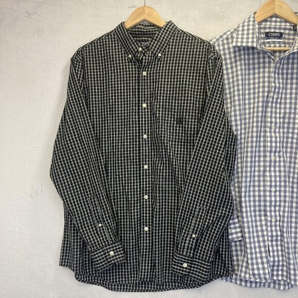 Lot of 2 Chaps Button Up Shirt Mens Large Long Sleeve Easy Care Stretch Plaid - Picture 13 of 16